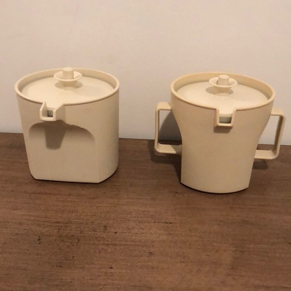Tupperware Other - Tupperware 2 vintage cream mini jugs with handle.  Super cute and handy!